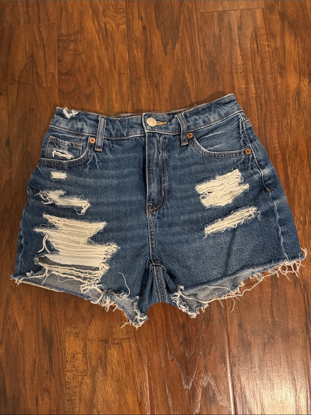 American Eagle Outfitters Distressed Blue Denim Jean Shorts